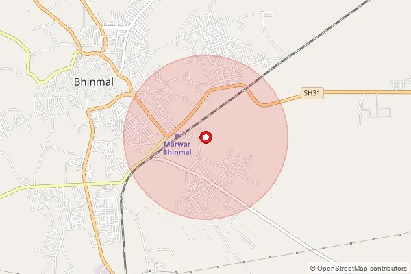 Map showing approximate area covered by Pincode 343030 — Loonawas B.O, Jalore