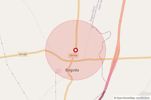 Map showing approximate area covered by Pincode 343032 — Dadal B.O, Jalore