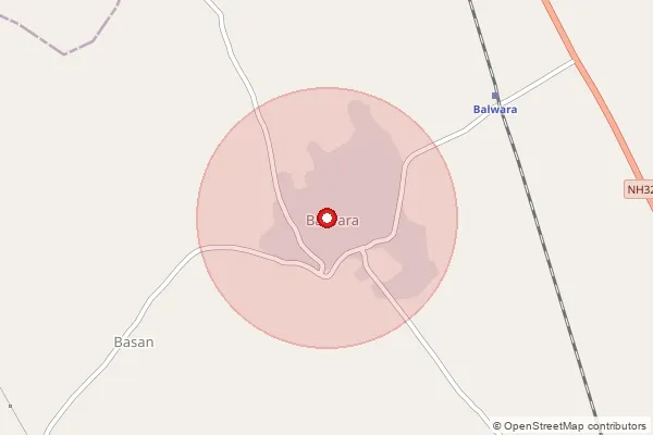 Map showing approximate area covered by Pincode 343042 — Balwara B.O, Jalore