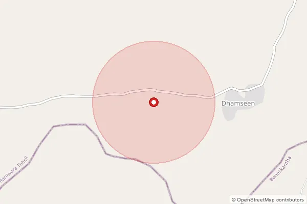 Map showing approximate area covered by Pincode 343048 — Dhamseen B.O, Jalore