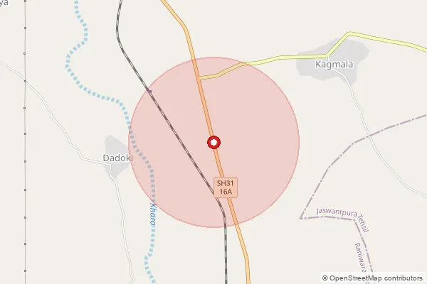 Map showing approximate area covered by Pincode 343049 — Alri B.O, Jalore