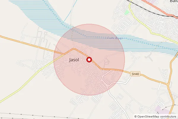 Map showing approximate area covered by Pincode 344024 — Jasol S.O, Barmer
