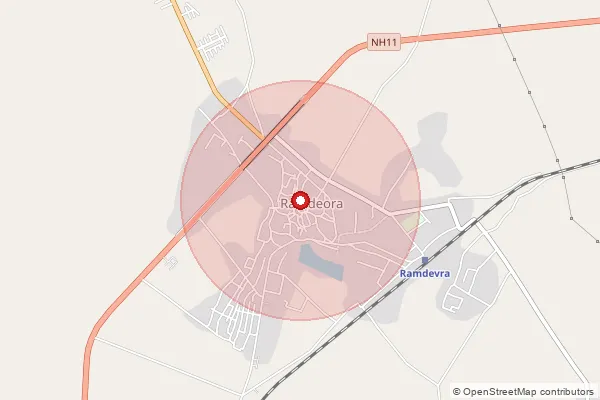 Map showing approximate area covered by Pincode 345023 — Sujasar, Jaisalmer