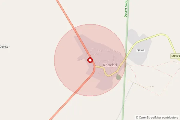 Map showing approximate area covered by Pincode 345034 — Khoohri So, Jaisalmer