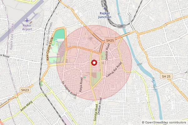 Map showing approximate area covered by Pincode 360001 — Rajkot Ho, Rajkot