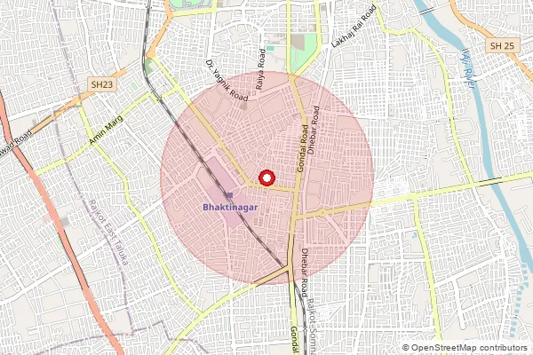 Map showing approximate area covered by Pincode 360002 — Rajkot Bhaktinagar So, Rajkot