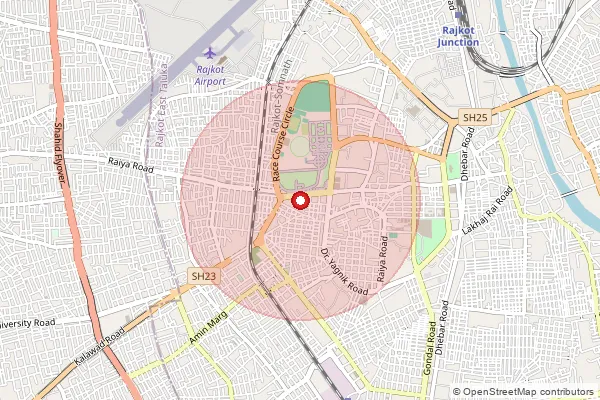 Map showing approximate area covered by Pincode 360004 — Pal Bo, Rajkot