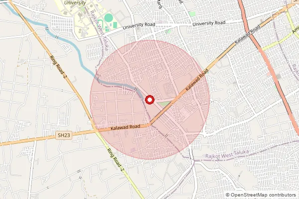 Map showing approximate area covered by Pincode 360005 — Kankot Bo, Rajkot