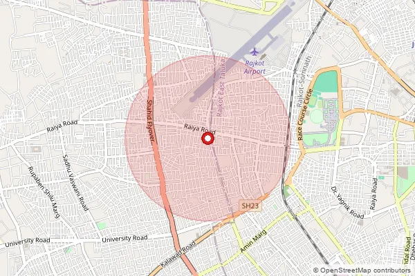 Map showing approximate area covered by Pincode 360007 — Rajkot Raiya Road So, Rajkot