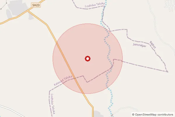 Map showing approximate area covered by Pincode 360023 — Kuchiyadad Bo, Rajkot