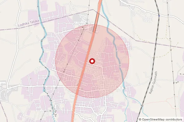 Map showing approximate area covered by Pincode 360024 — Pardi Bo, Rajkot