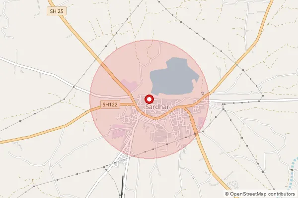 Map showing approximate area covered by Pincode 360025 — Dahisara Bo, Rajkot