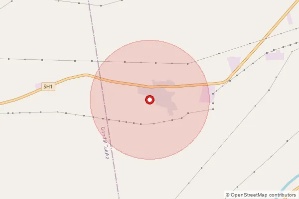 Map showing approximate area covered by Pincode 360060 — Lakhavadnani Bo, Rajkot