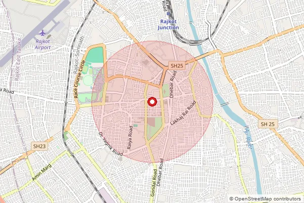 Map showing approximate area covered by Pincode 360465 — Moti Khilori B.O, Rajkot