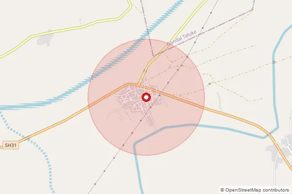 Map showing approximate area covered by Pincode 360485 — Khirasara B.O, Rajkot