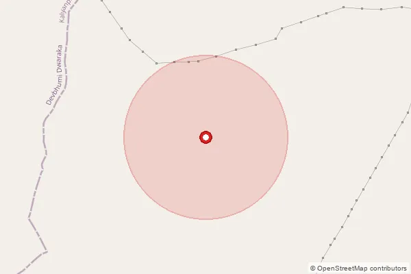 Map showing approximate area covered by Pincode 360590 — Khambhodar Bo, Porbandar