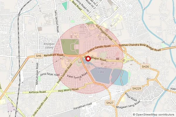 Map showing approximate area covered by Pincode 361001 — Jamnagar Ho, Jamnagar