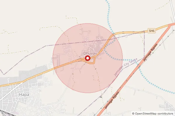 Map showing approximate area covered by Pincode 361003 — Aerodromme So, Jamnagar