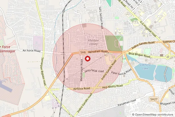 Map showing approximate area covered by Pincode 361006 — Bed Bo, Jamnagar