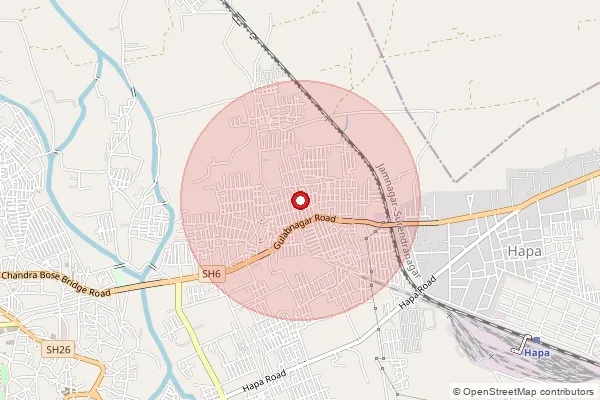 Map showing approximate area covered by Pincode 361007 — Gulabnagar So, Jamnagar