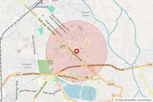 Map showing approximate area covered by Pincode 361008 — Medical Campus So, Jamnagar