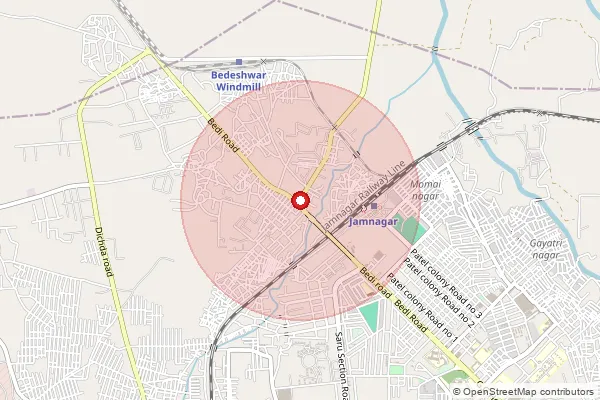 Map showing approximate area covered by Pincode 361009 — Bedi So, Jamnagar