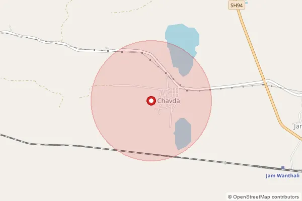 Map showing approximate area covered by Pincode 361130 — Dhudasia Bo, Jamnagar
