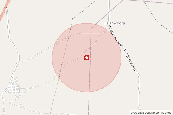 Map showing approximate area covered by Pincode 361240 — Hajamchora Bo, Jamnagar