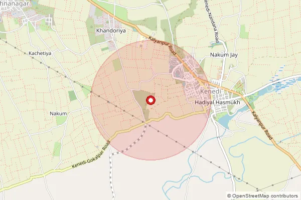 Map showing approximate area covered by Pincode 361315 — Gandhavi Bo, Devbhumi Dwarka