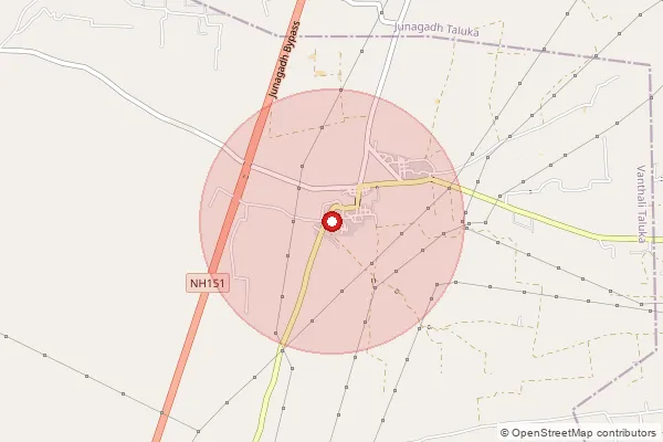 Map showing approximate area covered by Pincode 362002 — Vadhavi Bo, Junagadh