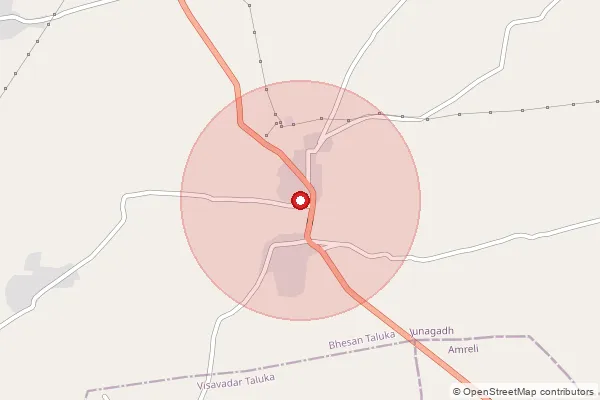 Map showing approximate area covered by Pincode 362020 — Dholva Bo, Junagadh