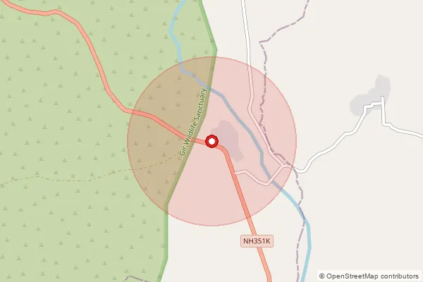 Map showing approximate area covered by Pincode 362140 — Javantri Bo, Gir Somnath