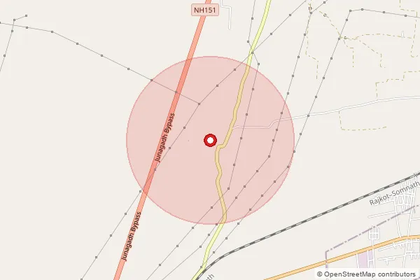 Map showing approximate area covered by Pincode 362205 — Dhanfuliya Bo, Junagadh
