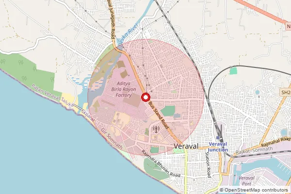 Map showing approximate area covered by Pincode 362265 — Dari Bo, Gir Somnath