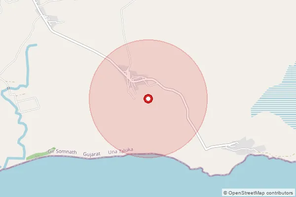 Map showing approximate area covered by Pincode 362510 — Anjar Bo, Gir Somnath