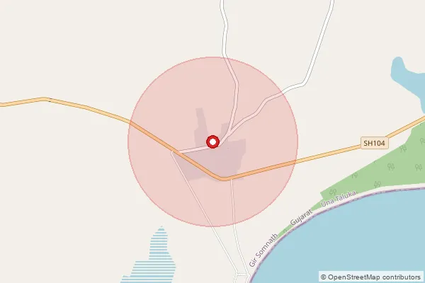 Map showing approximate area covered by Pincode 362550 — Saiyad Rajpara Bo, Gir Somnath