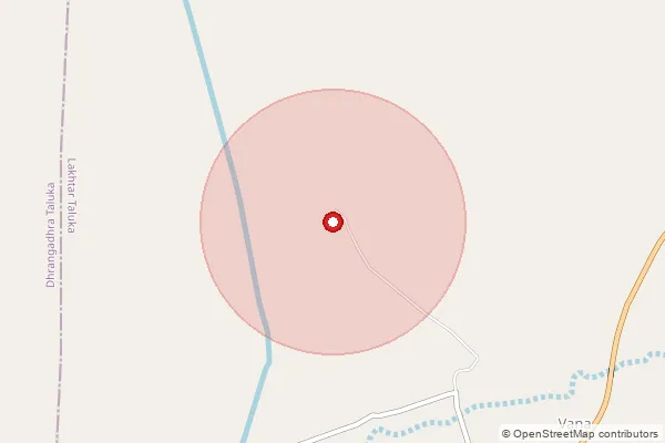 Map showing approximate area covered by Pincode 363110 — Vana So, Surendranagar