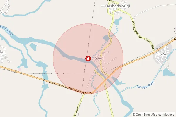 Map showing approximate area covered by Pincode 363650 — Hirapar Bo, Morbi