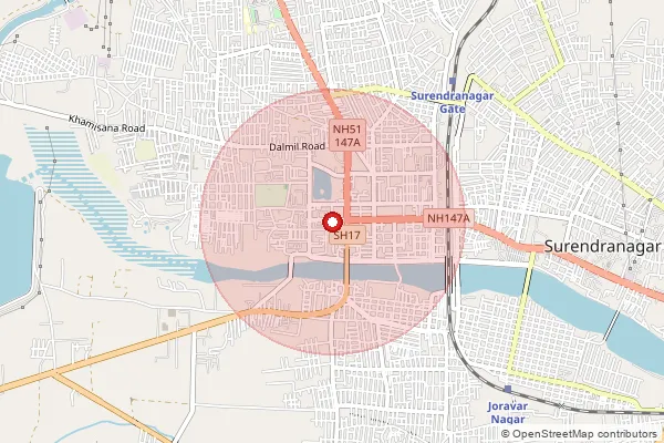 Map showing approximate area covered by Pincode 363750 — Bubvana Bo, Surendranagar