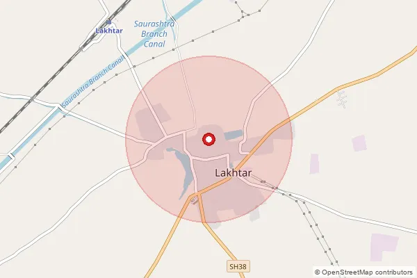 Map showing approximate area covered by Pincode 363775 — Lilapur Bo, Surendranagar