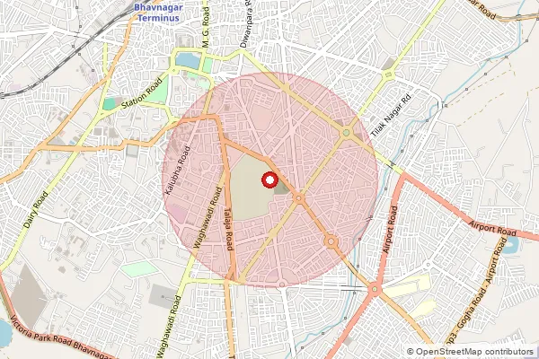 Map showing approximate area covered by Pincode 364004 — Nari Bo, Bhavnagar