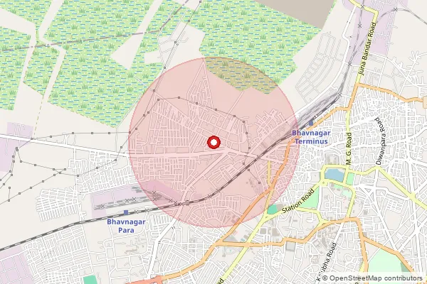 Map showing approximate area covered by Pincode 364006 — Bhavnagar Station Road So, Bhavnagar