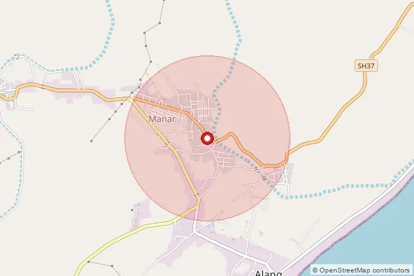 Map showing approximate area covered by Pincode 364081 — Alang Sby So, Bhavnagar