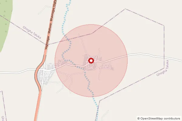 Map showing approximate area covered by Pincode 364120 — Sankhdasar No2 Bo, Bhavnagar