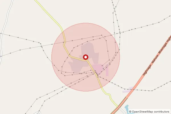 Map showing approximate area covered by Pincode 364295 — Degvada Bo, Bhavnagar