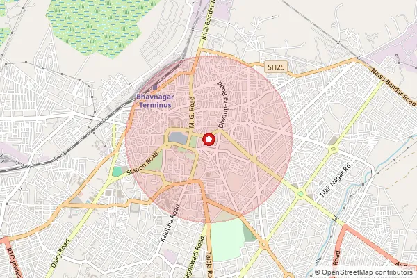 Map showing approximate area covered by Pincode 364313 — Bhadbhid Bo, Bhavnagar