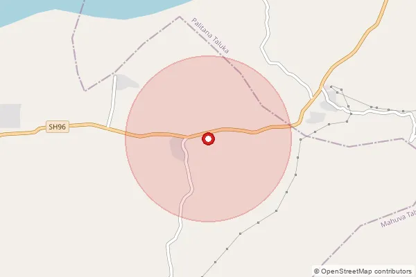 Map showing approximate area covered by Pincode 364510 — Chok Bo, Bhavnagar