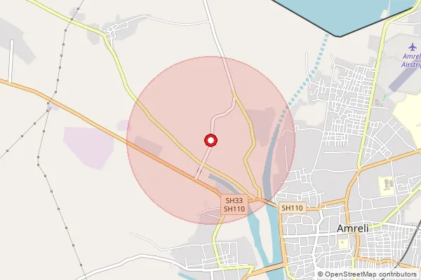 Map showing approximate area covered by Pincode 364521 — Bhuva Bo, Amreli