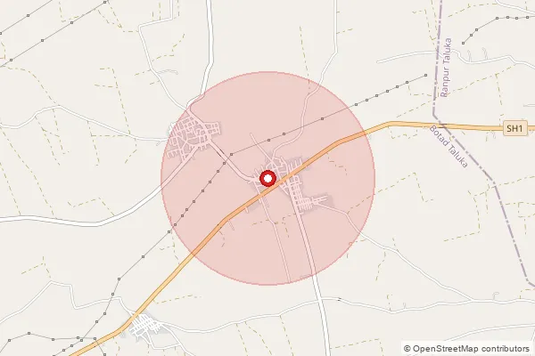 Map showing approximate area covered by Pincode 364720 — Bodi Bo, Botad