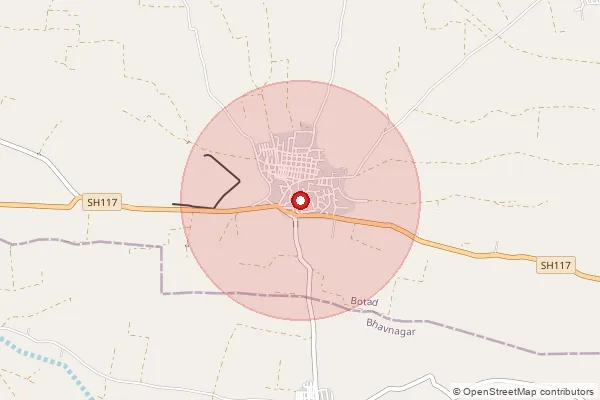 Map showing approximate area covered by Pincode 364760 — Melana Bo, Bhavnagar